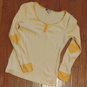 Ralph Lauren Cream and Yellow Long Sleeve Top